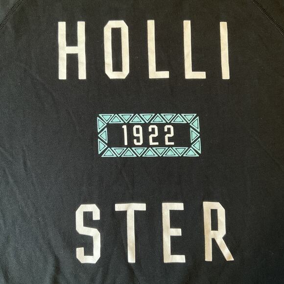 Hollister Men Sweatshirt Size L Black 1922 Logo Long Sleeve Pullover Crew Neck - Picture 6 of 8
